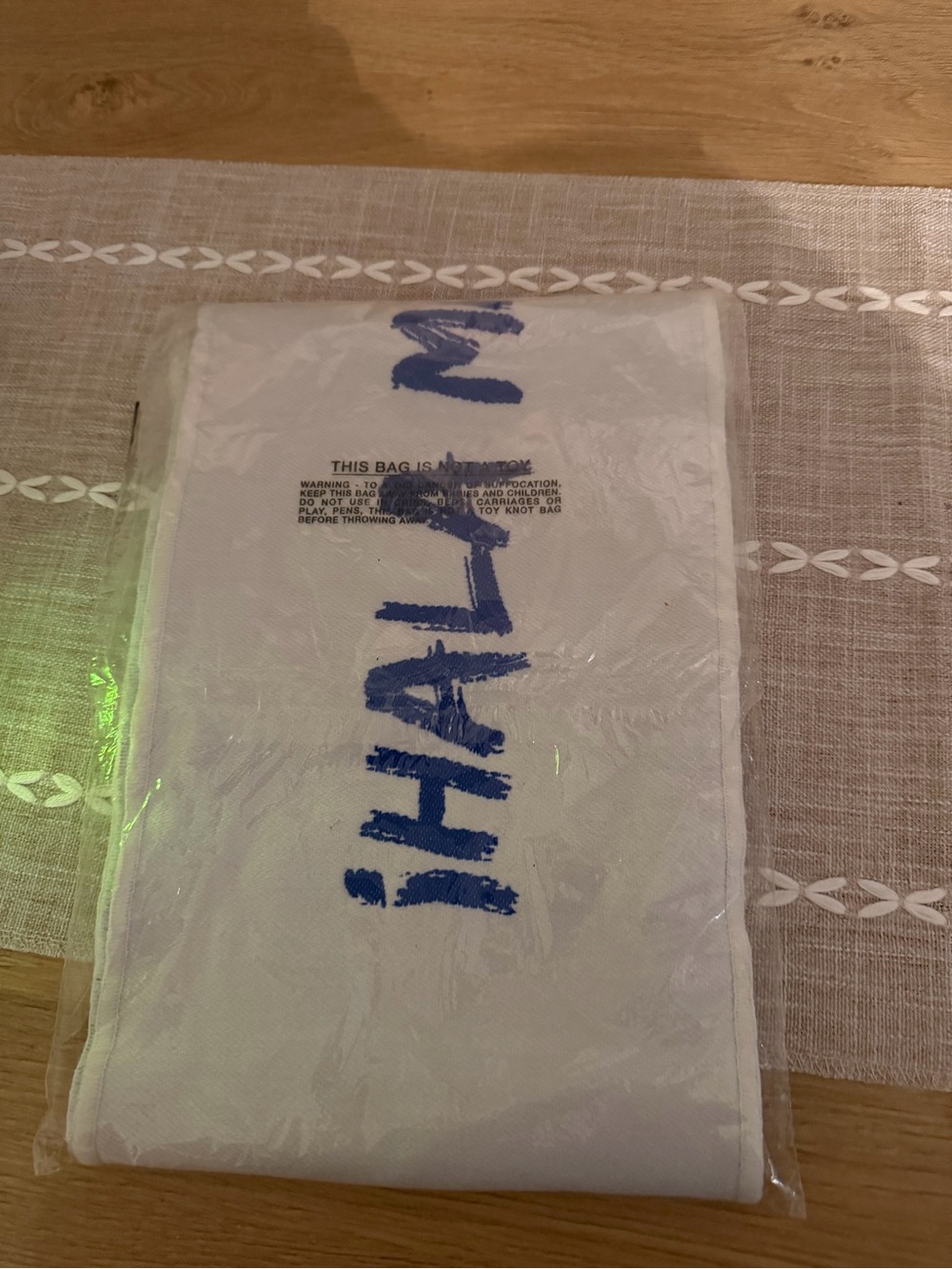 Hala Madrid Men’s White Scarf with Blue Script Logo